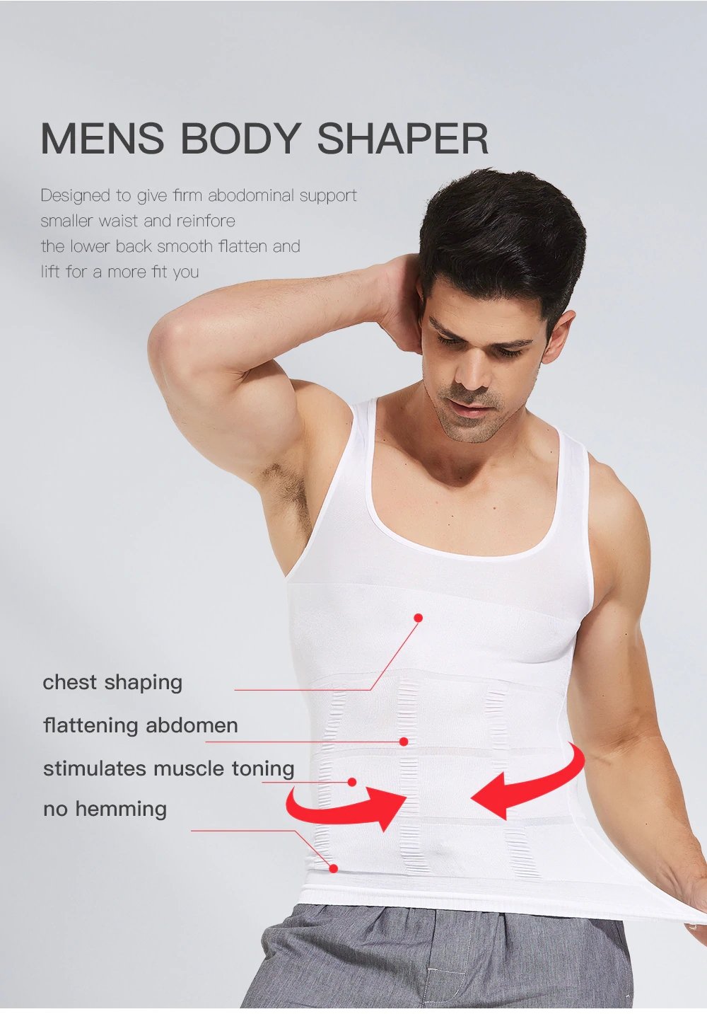 Men's Slimming Body Shaper Vest Shirt Abs Abdomen Slim
